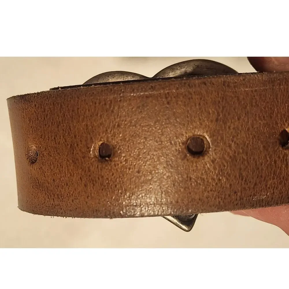 Faded Glory Womens Size 2XL Brown Belt Brushed Silver Heart Buckle Western Boho